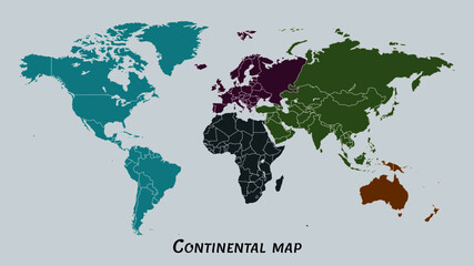World map and continents