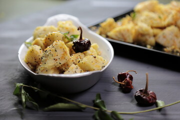 Idli Fry made from fermented rice and Urad daal cakes called Idis