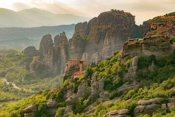 Fototapeta na wymiar Close up picture of beatiful monastery on the rocks of Meteora