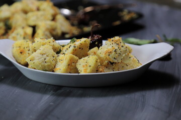 Idli Fry made from fermented rice and Urad daal cakes called Idis