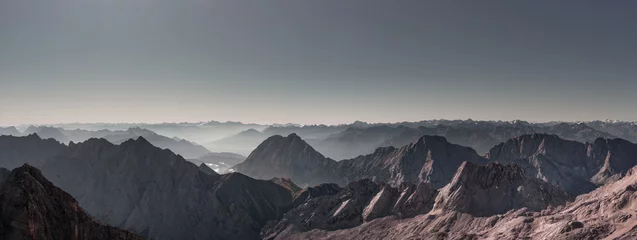 Crédence de cuisine en verre imprimé Gris 2 Panorama de montagne par temps sans nuages