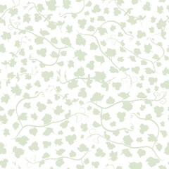 Vector white and green vine Champagne and wine collection seamless pattern background.