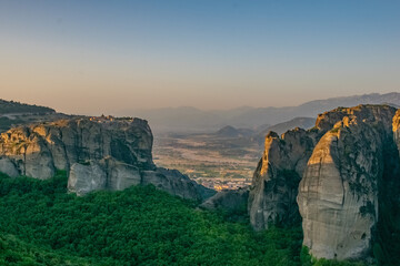 Incredible from above view of the Meteora rocks in Greece