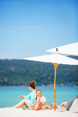 Mother and daughter at beach