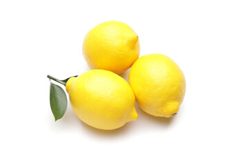 Ripe lemons on white background