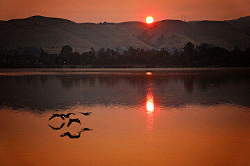 Sunrise 2 over Lake Elizabeth during California fires 2020