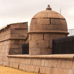 Details of the facade of the bastions of the Peter and Paul Fortress in St. Petersburg, Russia