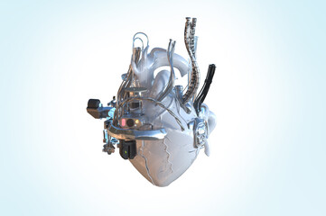 Sci-fi robotic artificial heart, 3d render