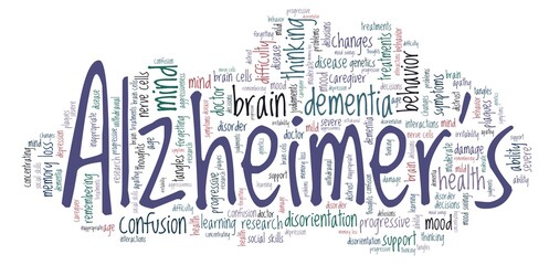 Alzheimer's disease vector illustration word cloud isolated on a white background.