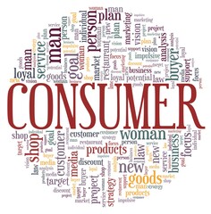 Consumer vector illustration word cloud isolated on a white background.