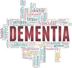 Dementia vector illustration word cloud isolated on a white background.