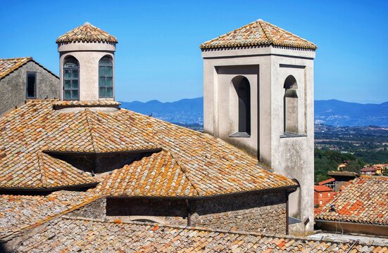 church in the montefiascone town on a summer day