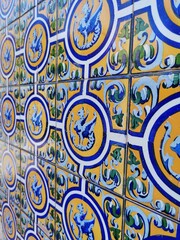 Wall of old tiles in Valencia