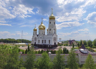 Fototapeta na wymiar St. John's convent in the village of Alekseevka on the banks of the Volga river. Saratov region, Russia.