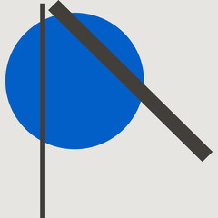 Geometric illustration with lines and circle, poster, card, vector