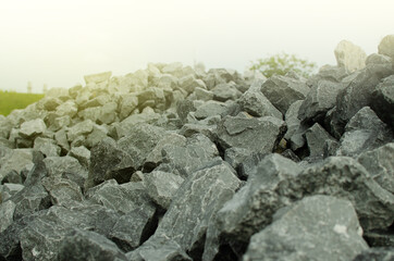Outdoor construction stone, rocks for base level road