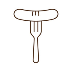 sausage on fork line style icon vector design