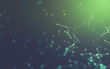 Abstract background. Molecules technology with polygonal shapes, connecting dots and lines. Connection structure. Big data visualization.