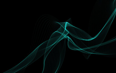 Dark abstract background with a glowing abstract waves