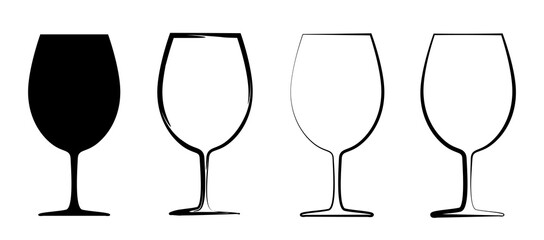 Wine glass icons different styles