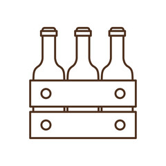 beer bottles in basket line style icon vector design