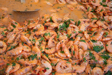 fresh shrimp with rice in wine in Bistrita,Romania ,2020