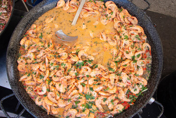 fresh shrimp with rice in wine in Bistrita,Romania ,2020