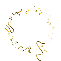 Holiday Serpentine. Gold Foil Streamers Ribbons.