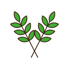 leaves line and fill style icon vector design