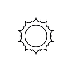 Sun, sunshine. Thin line, outline icon related to summer time and hot weather. Isolated on white background EPS Vector