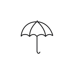 Beach parasol, umbrella, sun protection outline and thin line icon on white background EPS Vector