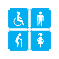 Priority seats for pregnant women, seniors, women and babies. vector illustration