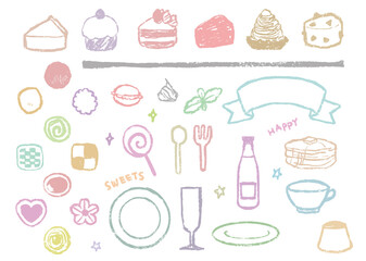 パステルスイーツセット モノクロ Wall Mural Wallpaper Murals Yomi パステルスイーツセット モノクロ Wall Mural Wallpaper Murals Yomi