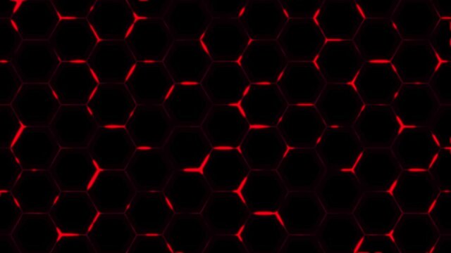 Futuristic surface concept with hexagons. Trendy sci-fi technology background with hexagonal pattern. Seamless loop.