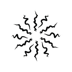 Sunburst, explosion effect, vintage doodle on white background EPS Vector 