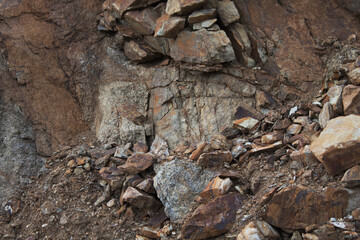 Rocky background. Grunge rock. Fragments of stones.