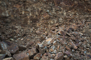 The quarry. Brown stone background. Grunge landscape.