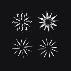 Set of sunbursts, explosion effects, vintage doodles EPS Vector