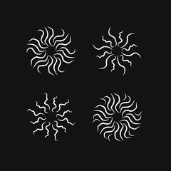 Set of sunbursts, explosion effects, vintage doodles EPS Vector