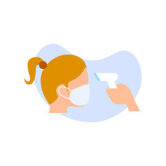 Checking body temperature flat design. vector illustration