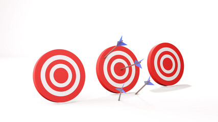 arrow is exactly on the target , 3D render