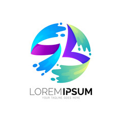 SS logo design with colorful, circle logo combination 