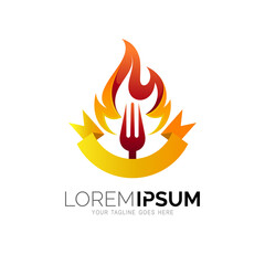 Barbecue party logo,Hot grill, BBQ restaurant logo template