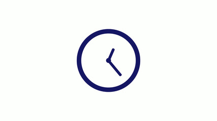 Amazing blue dark 12 hours counting down clock icon on white background,clock icon
