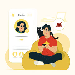 Add friend concept view profile interface illustration