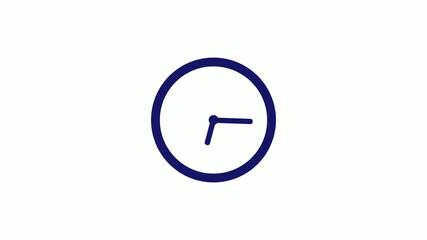 Amazing blue dark 12 hours counting down clock icon on white background,clock icon