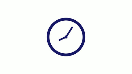 Amazing blue dark 12 hours counting down clock icon on white background,clock icon