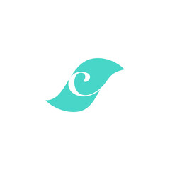 letter c curves blue wavy shape symbol logo vector