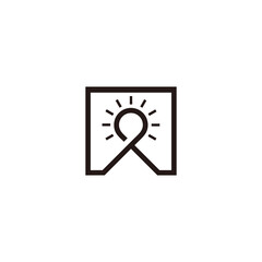 mountain sun symbol geometric line icon logo vector