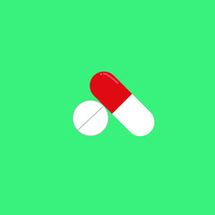 Antibiotic pills on a green background EPS Vector